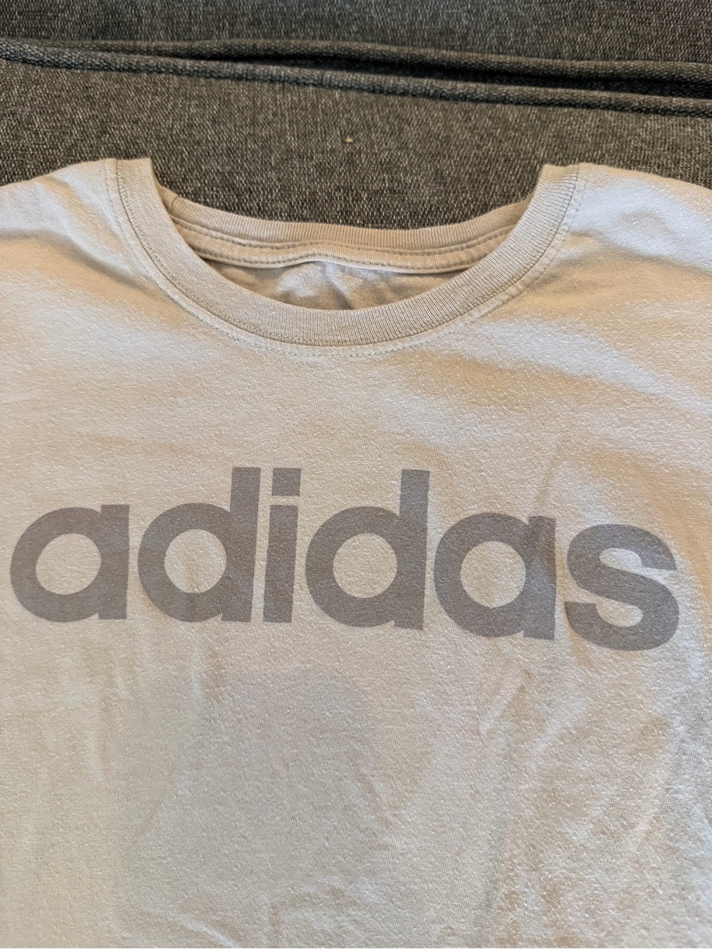 adidas Cream T-Shirt with Gray Logo - Picture 2 of 3